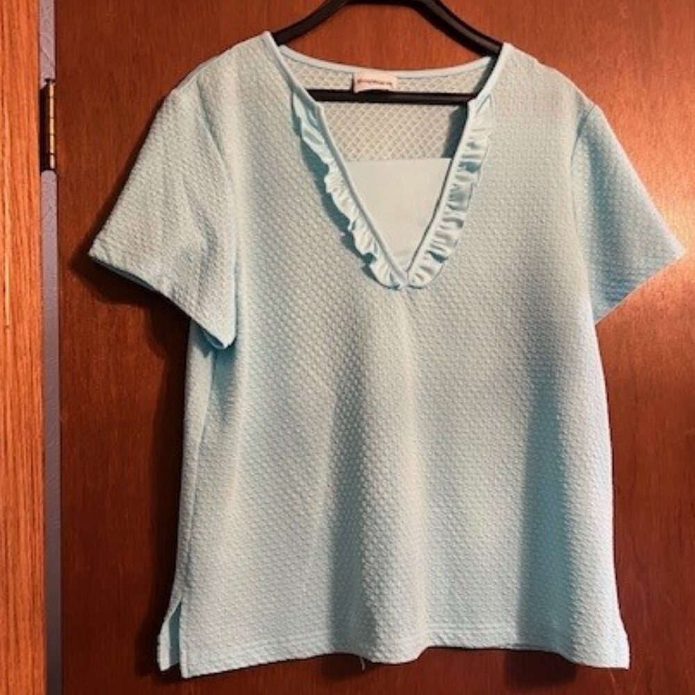 Bonworth Blue Women's Short Sleeve Top size Large Petite LP